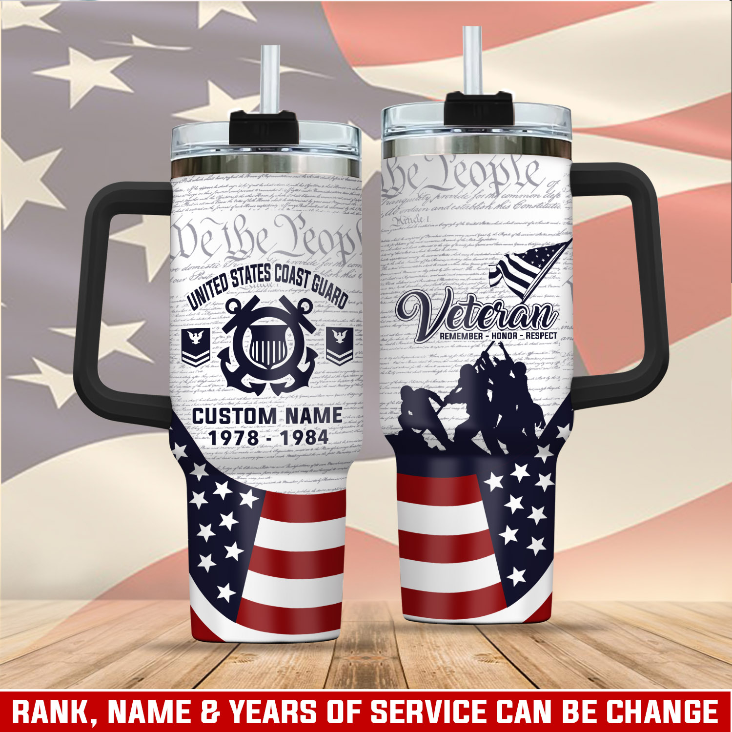 United States Coast Guard Custom Stanley Cup 40 oz 30 oz Tumbler With Handle
