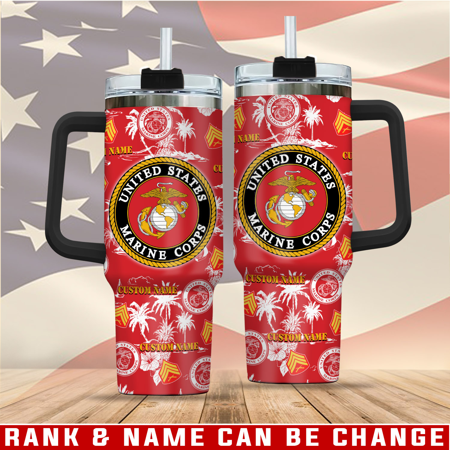 United States Marine Corps Custom Stanley Cup 40 oz 30 oz Tumbler With Handle