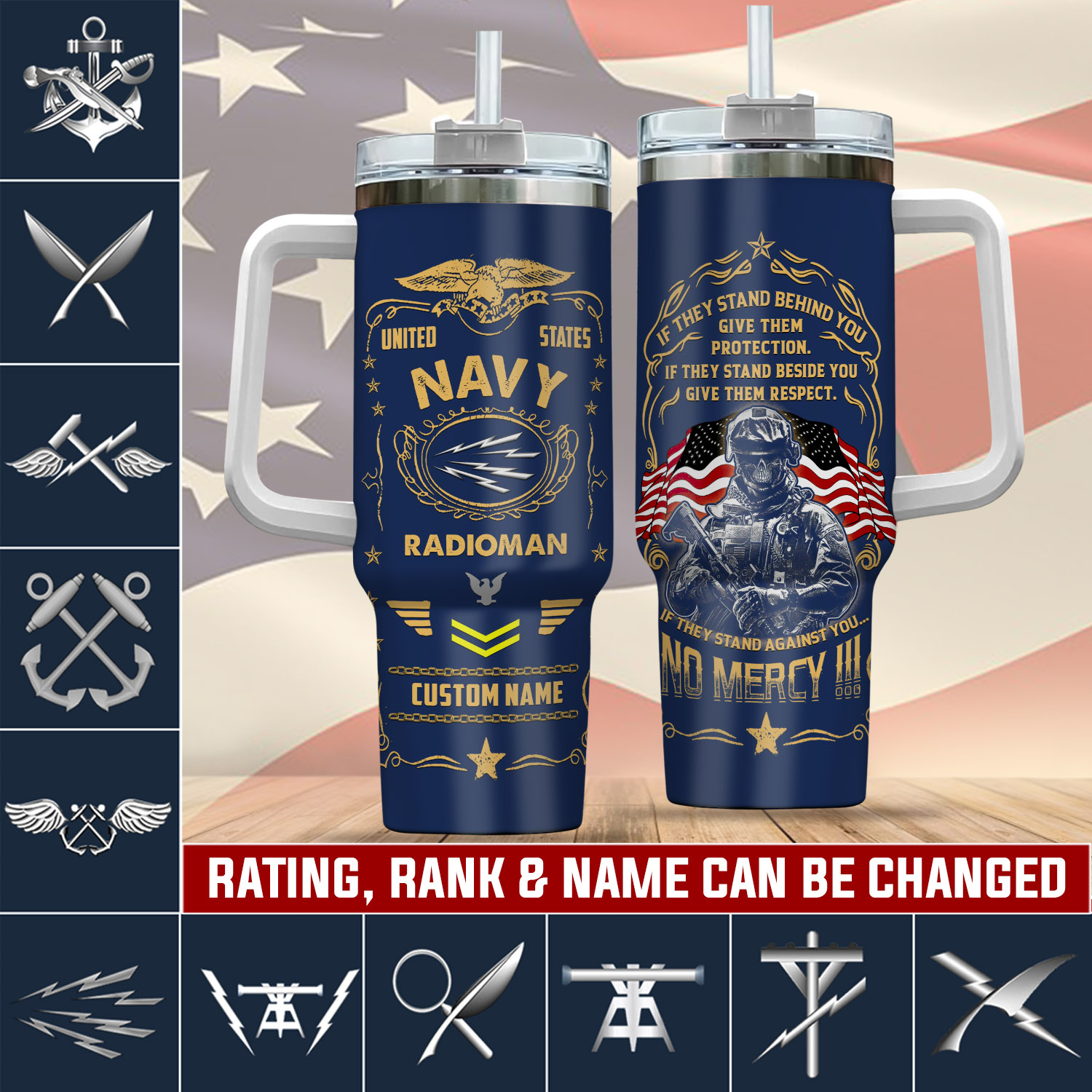 United States Navy Ratings Custom Stanley Cup 40 oz 30 oz Tumbler With Handle