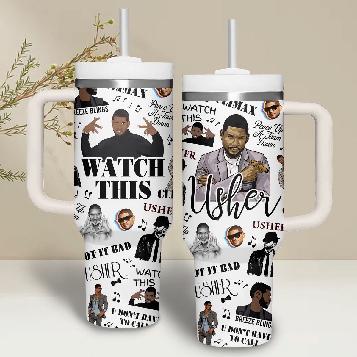 Usher Music Custom Stanley Cup 40 oz 30 oz Tumbler With Handle