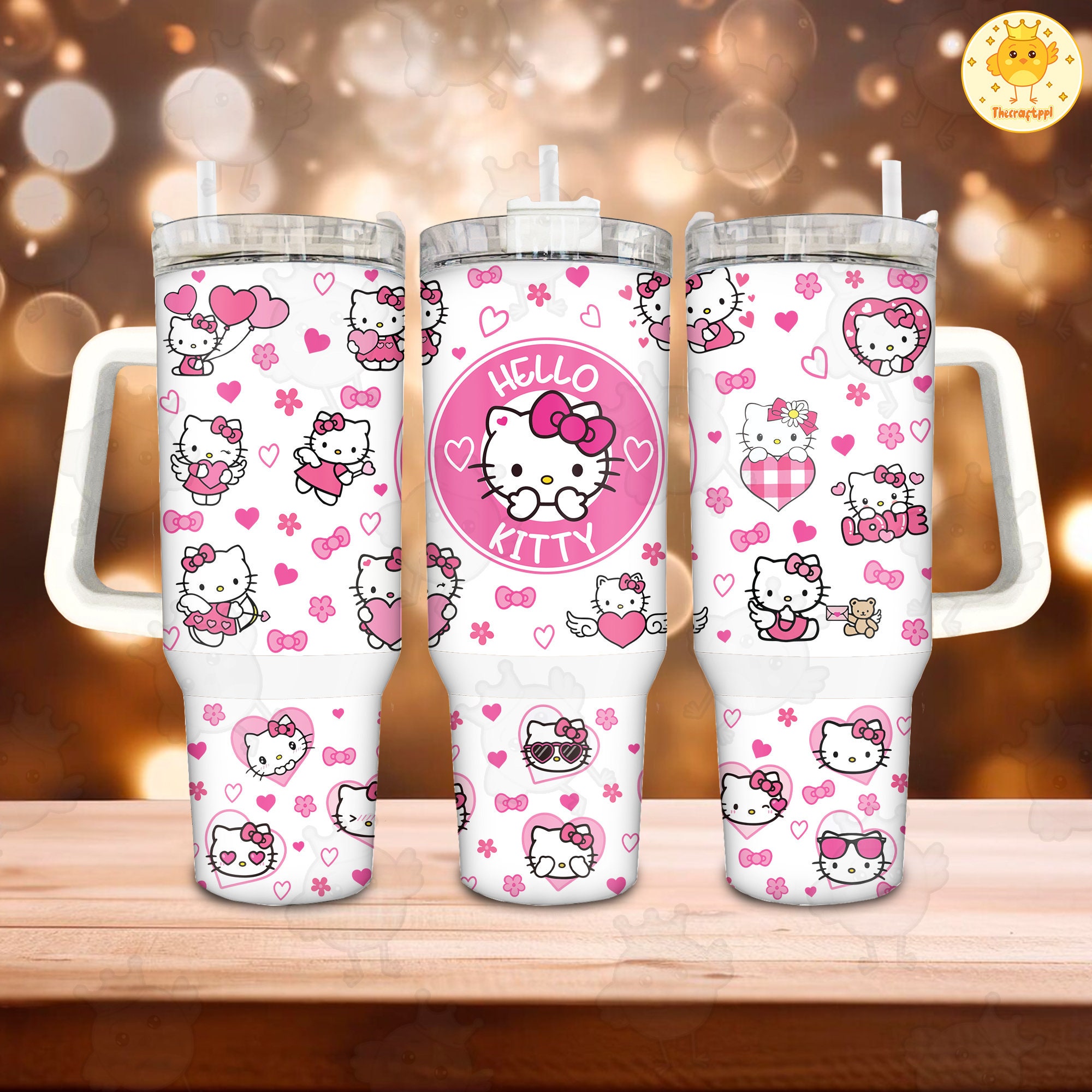 Valentine Hello Kitty Sanrio Cartoon Custom Stanley Cup 40 oz 30 oz Tumbler With Handle