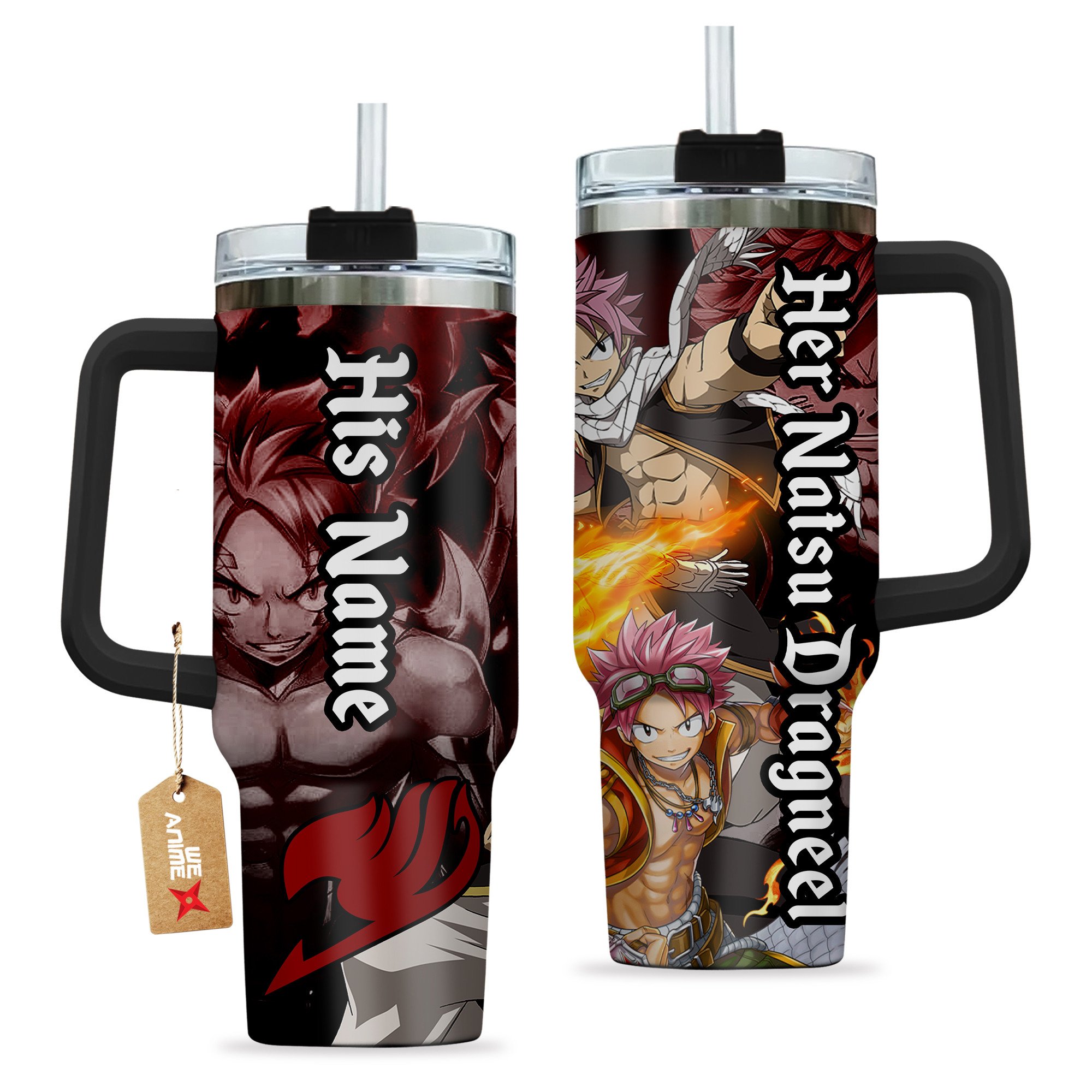 Valentine Her Natsu Dragneel Fairy Tail Anime Custom Stanley Cup 40 oz 30 oz Tumbler With Handle