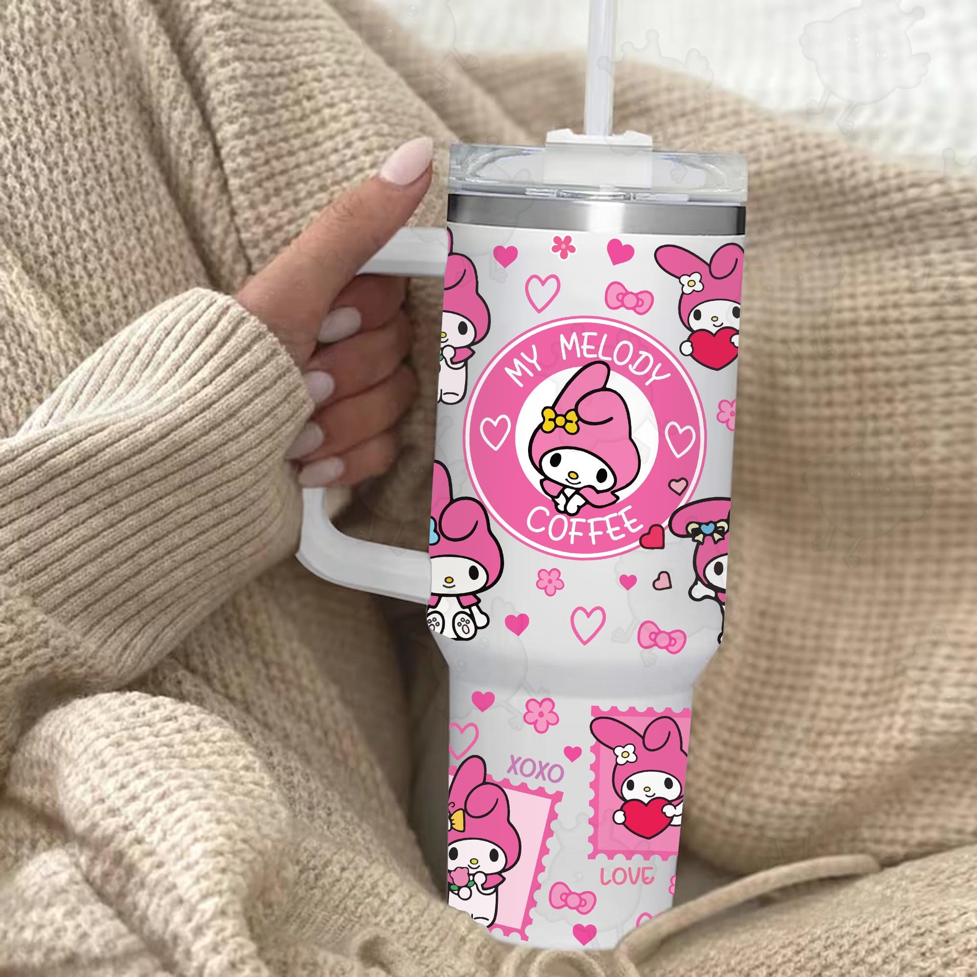 Valentine My Melody Sanrio Cartoon Custom Stanley Cup 40 oz 30 oz Tumbler With Handle