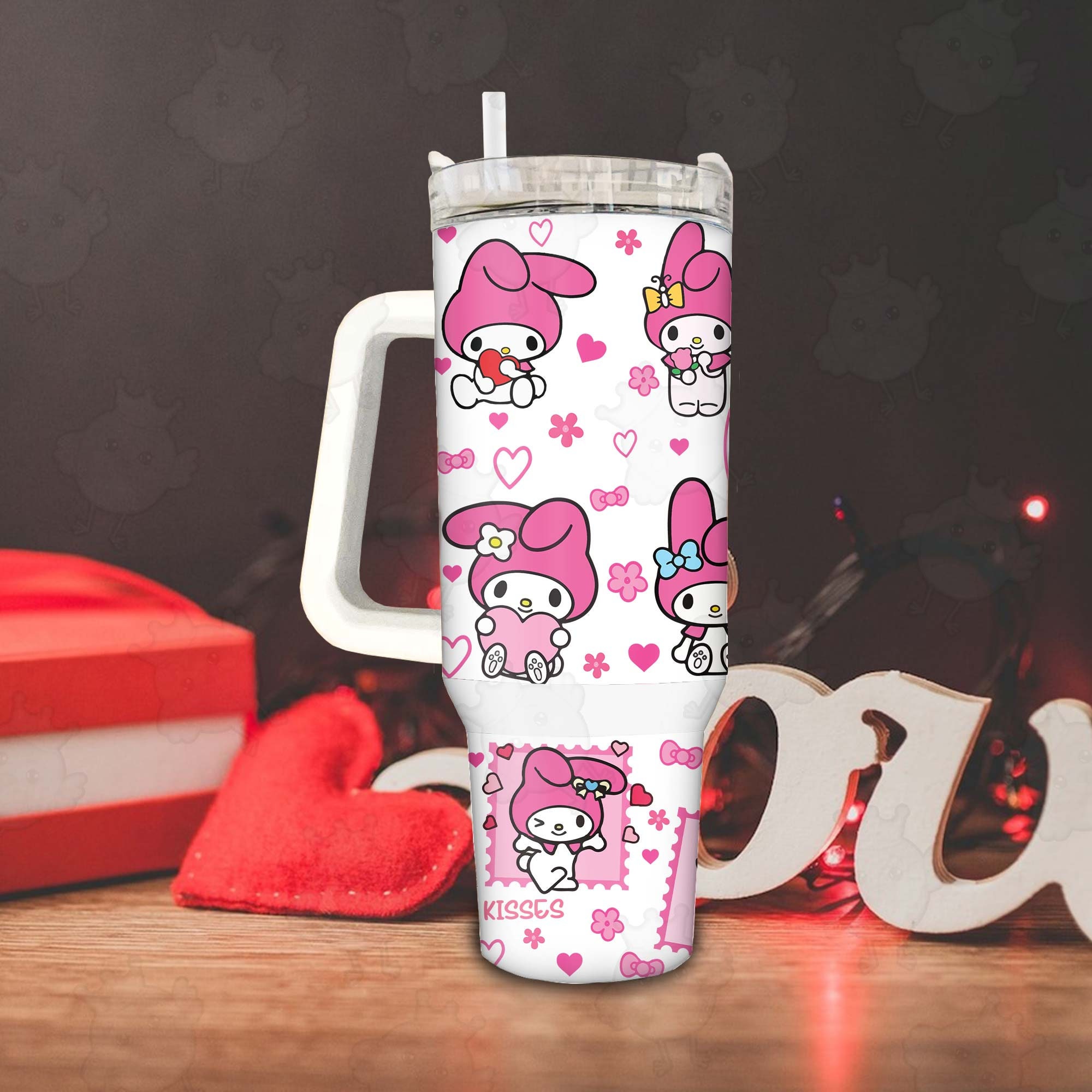 Valentine My Melody Sanrio Cartoon Custom Stanley Cup 40 oz 30 oz Tumbler With Handle
