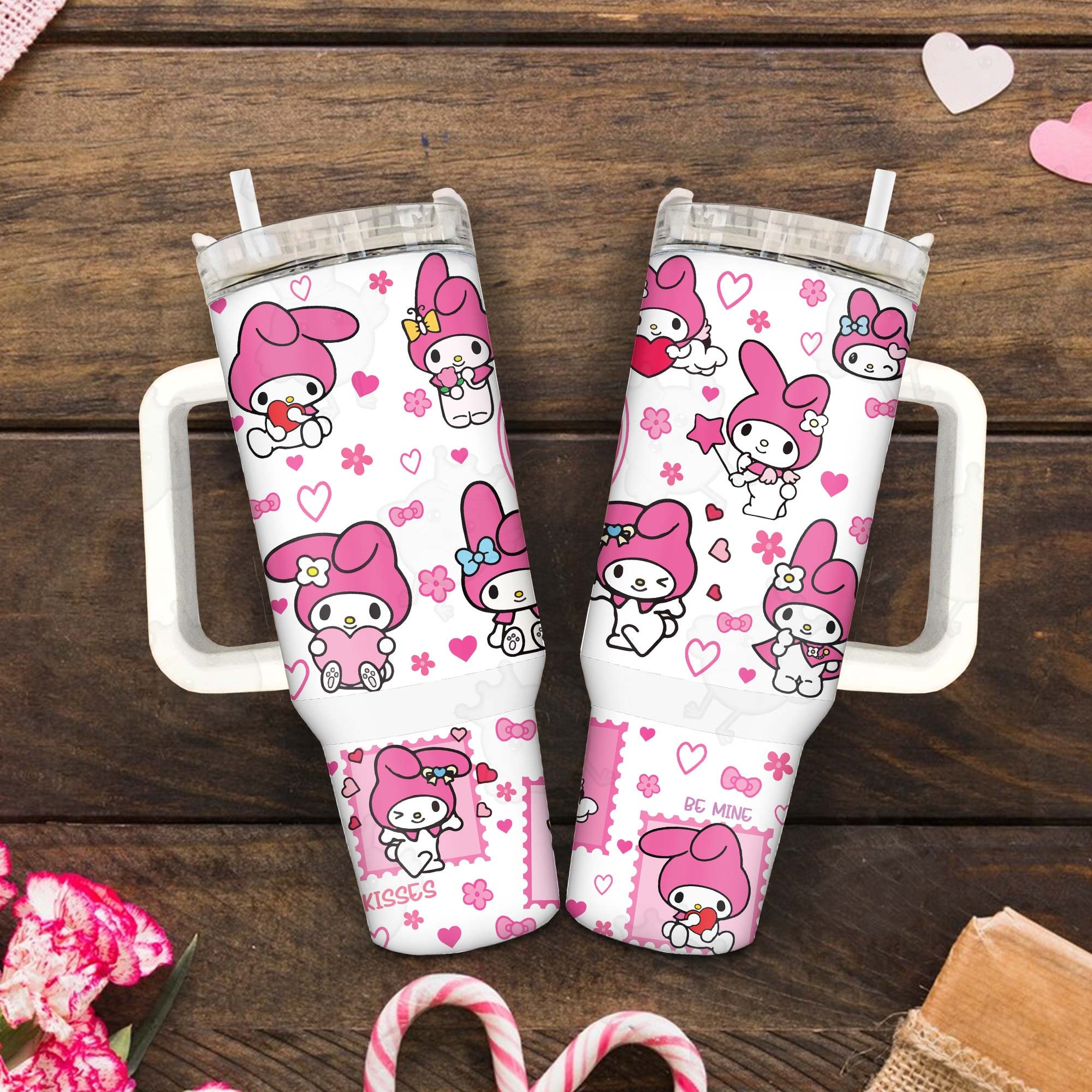Valentine My Melody Sanrio Cartoon Custom Stanley Cup 40 oz 30 oz Tumbler With Handle