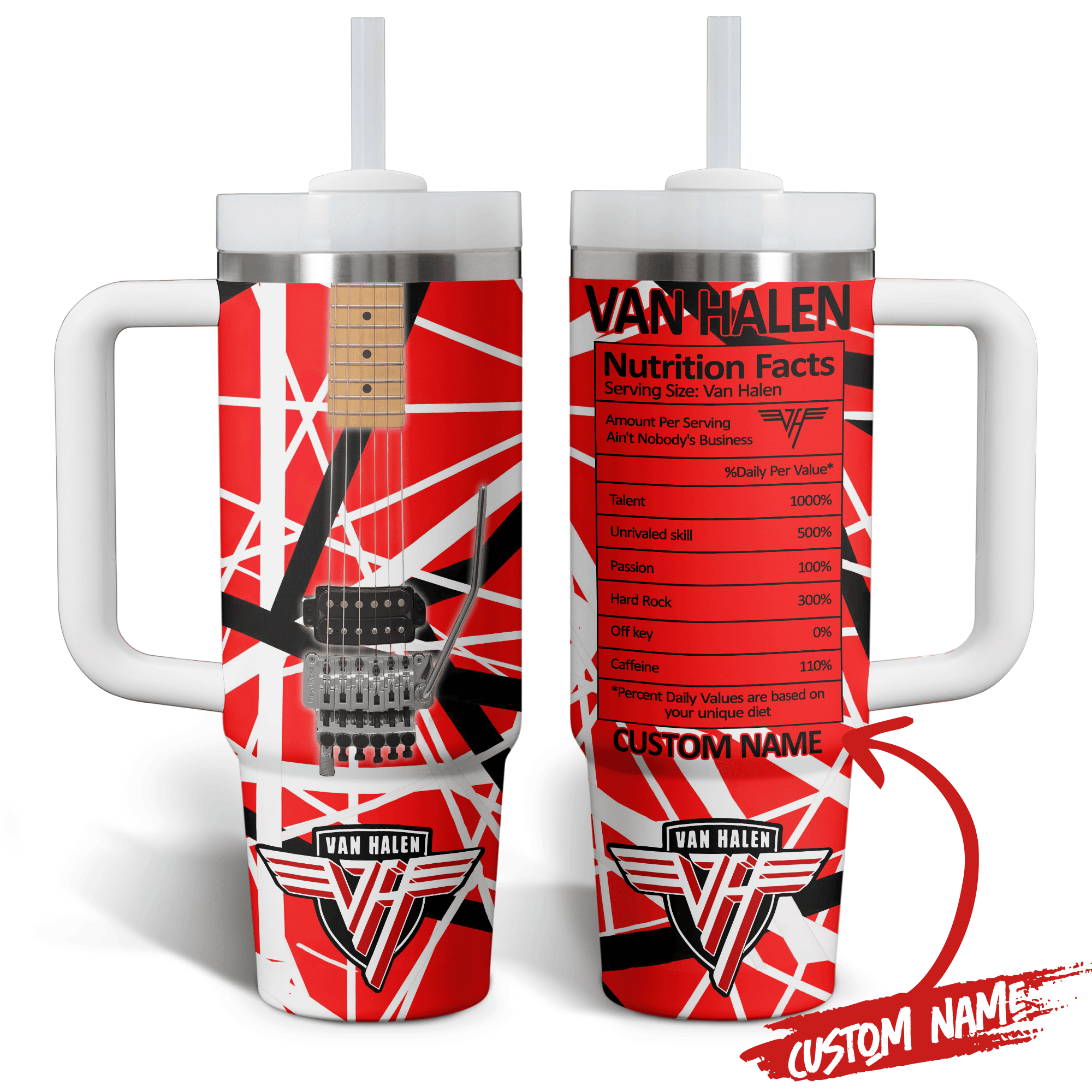 Van Halen Music Custom Stanley Cup 40 oz 30 oz Tumbler With Handle