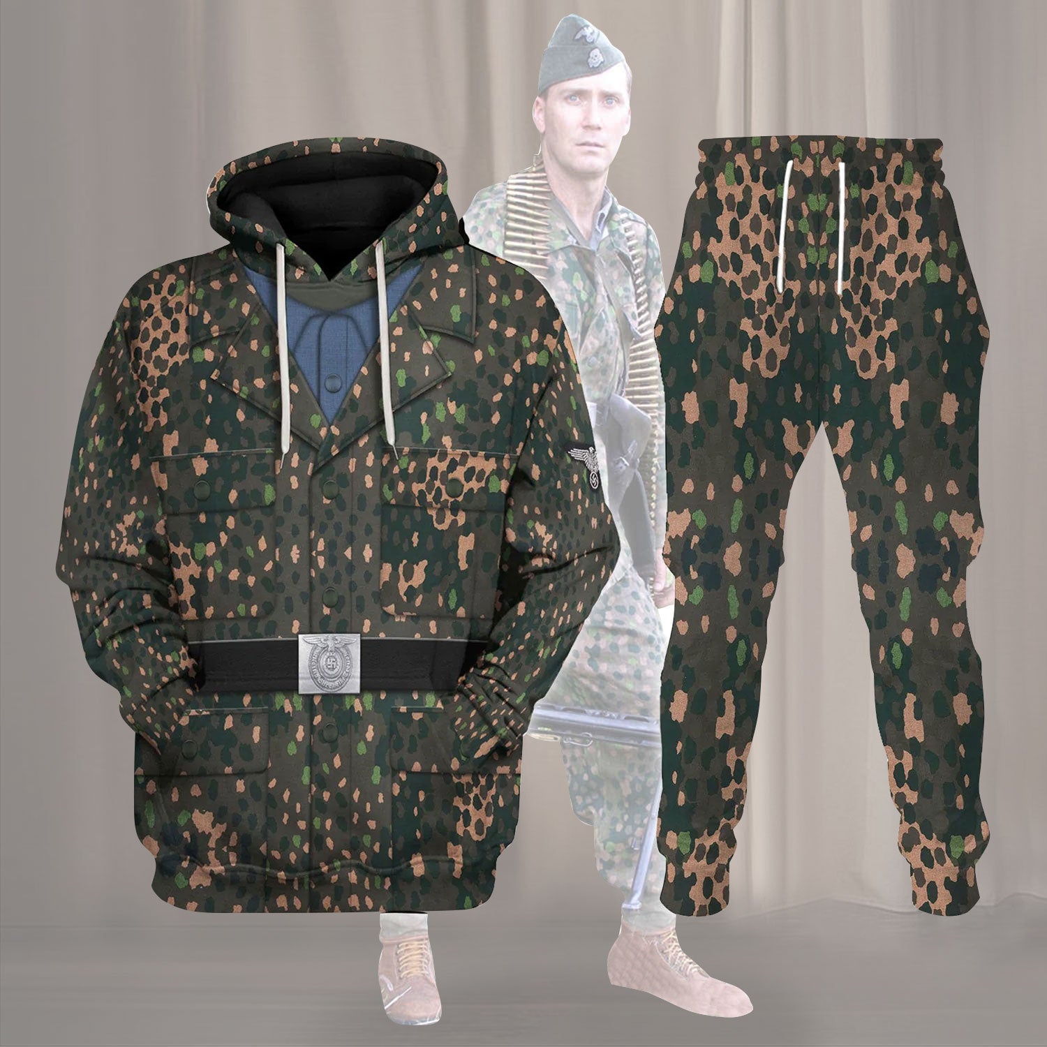 Waffen SS Herringbone Twill (HBT) M44 Pea Dot Pattern (Erbsenmuster) Costume Hoodie Sweatshirt T-Shirt Sweatpants Tracksuit - Stormmerch Exclusive