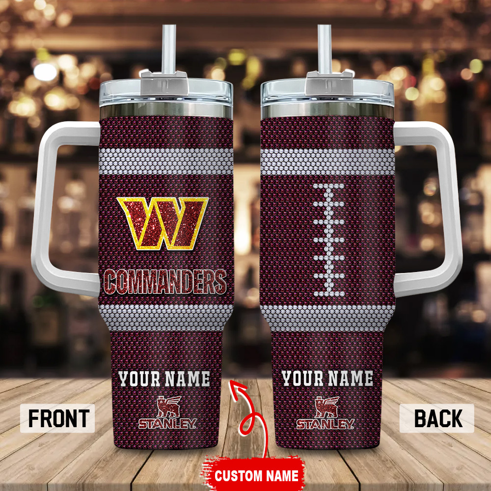 Washington Commanders NFL Crystal Custom Stanley Cup 40 oz 30 oz Tumbler With Handle