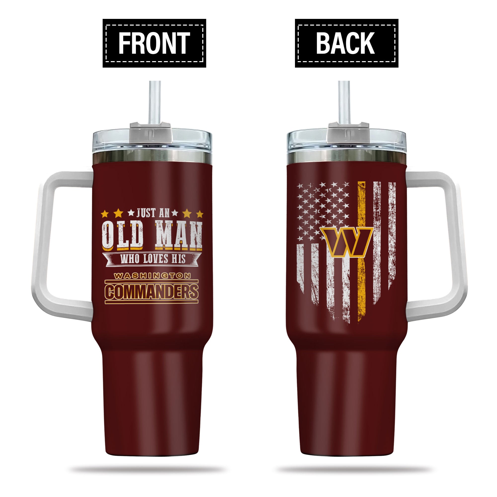 Washington Commanders NFL Custom Stanley Cup 40 oz 30 oz Tumbler With Handle