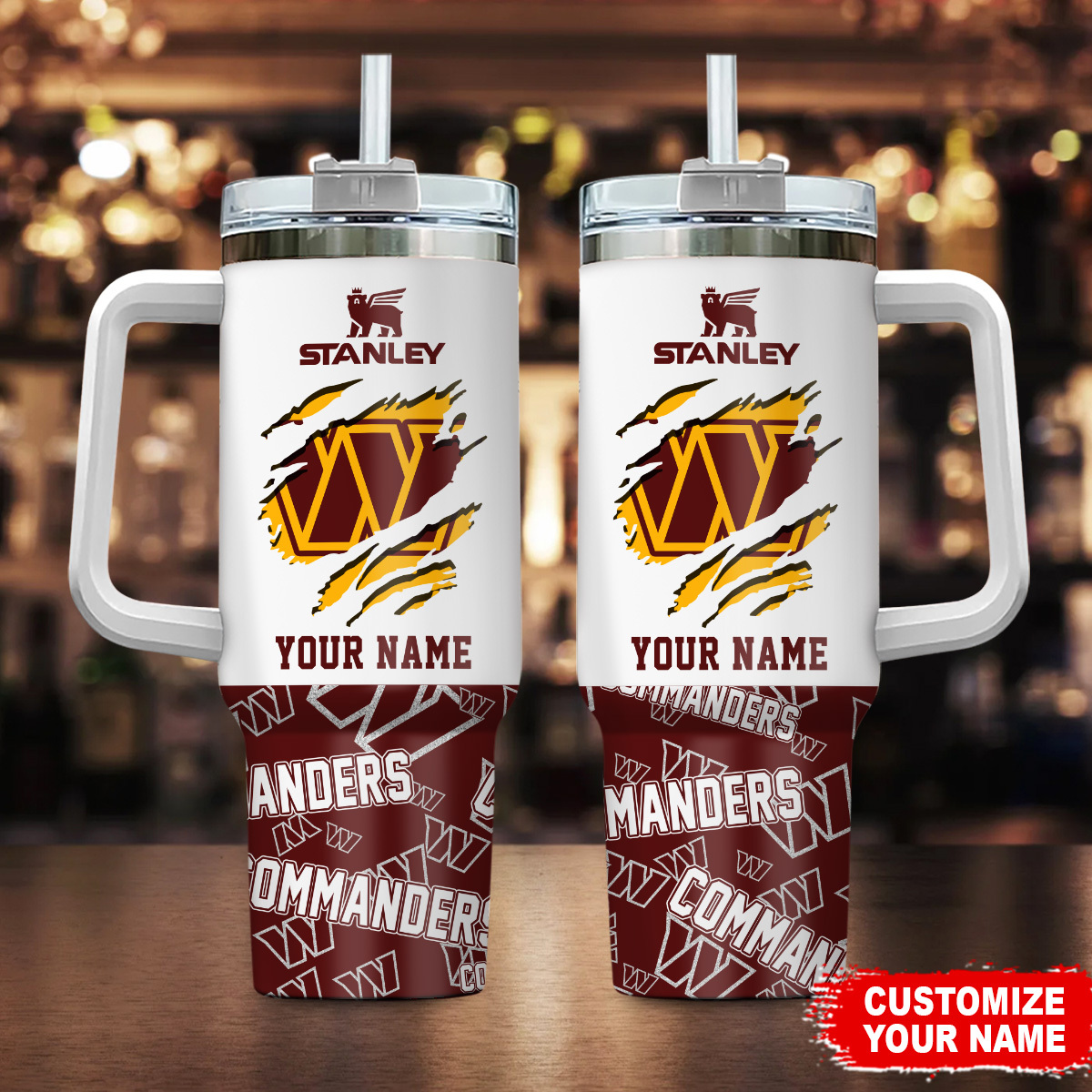 Washington Commanders NFL Custom Stanley Cup 40 oz 30 oz Tumbler With Handle