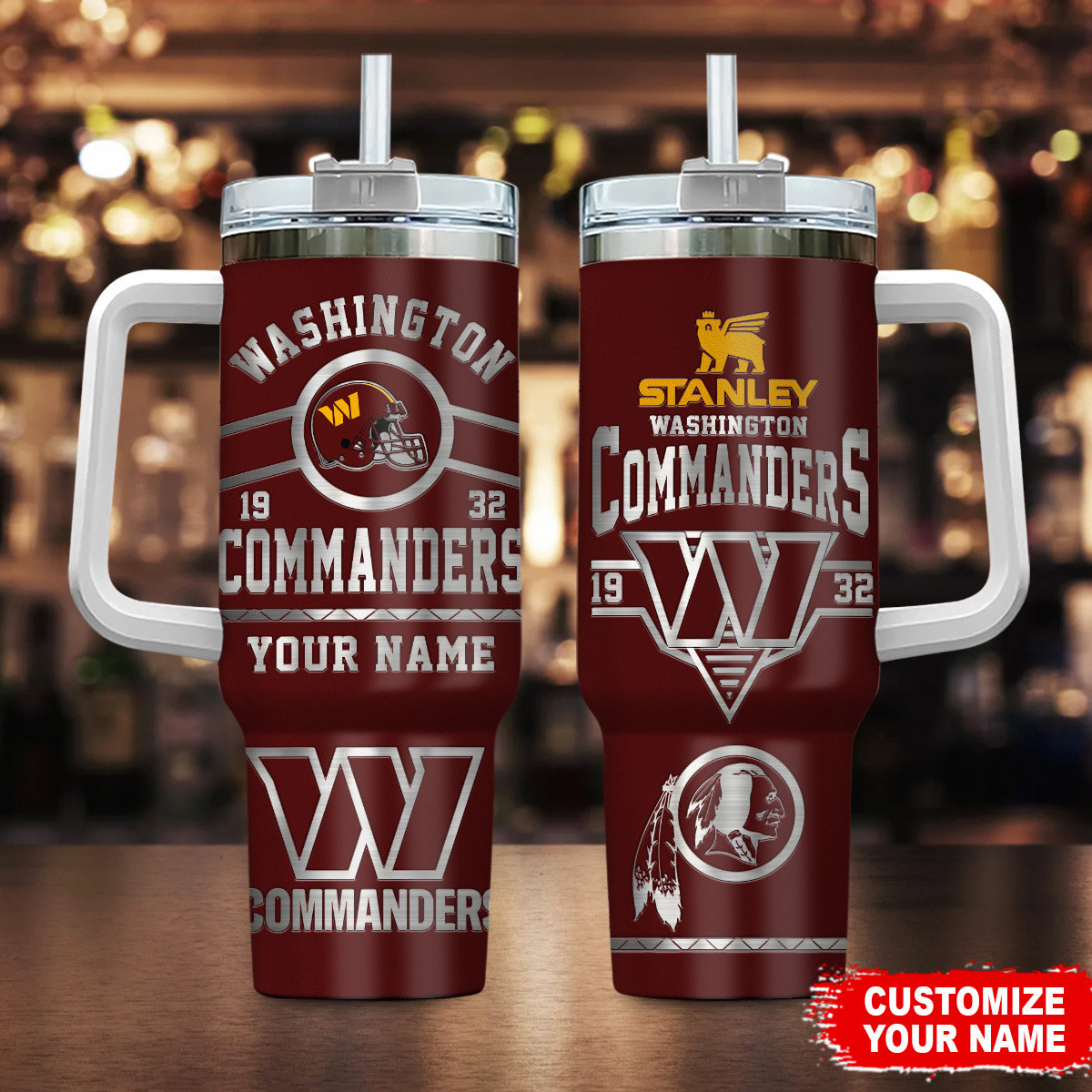 Washington Commanders NFL Custom Stanley Cup 40 oz 30 oz Tumbler With Handle