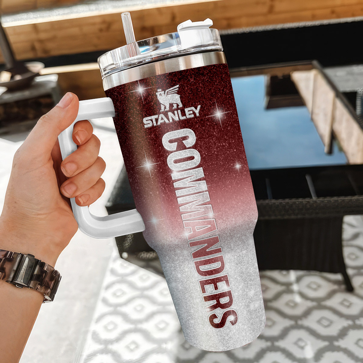 Washington Commanders NFL Glitter Custom Stanley Cup 40 oz 30 oz Tumbler With Handle