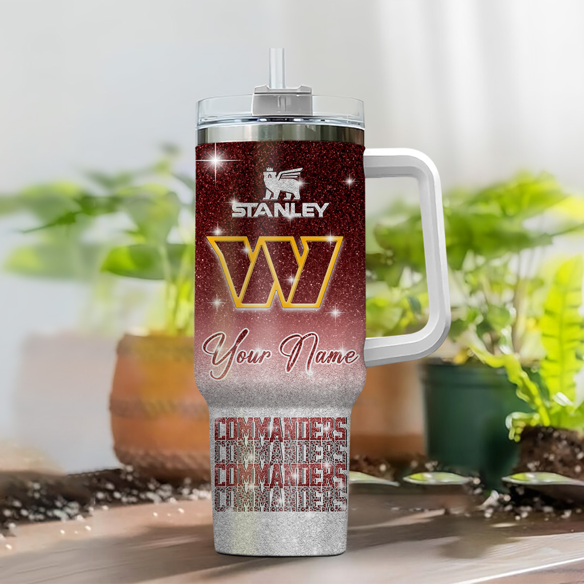 Washington Commanders NFL Glitter Custom Stanley Cup 40 oz 30 oz Tumbler With Handle