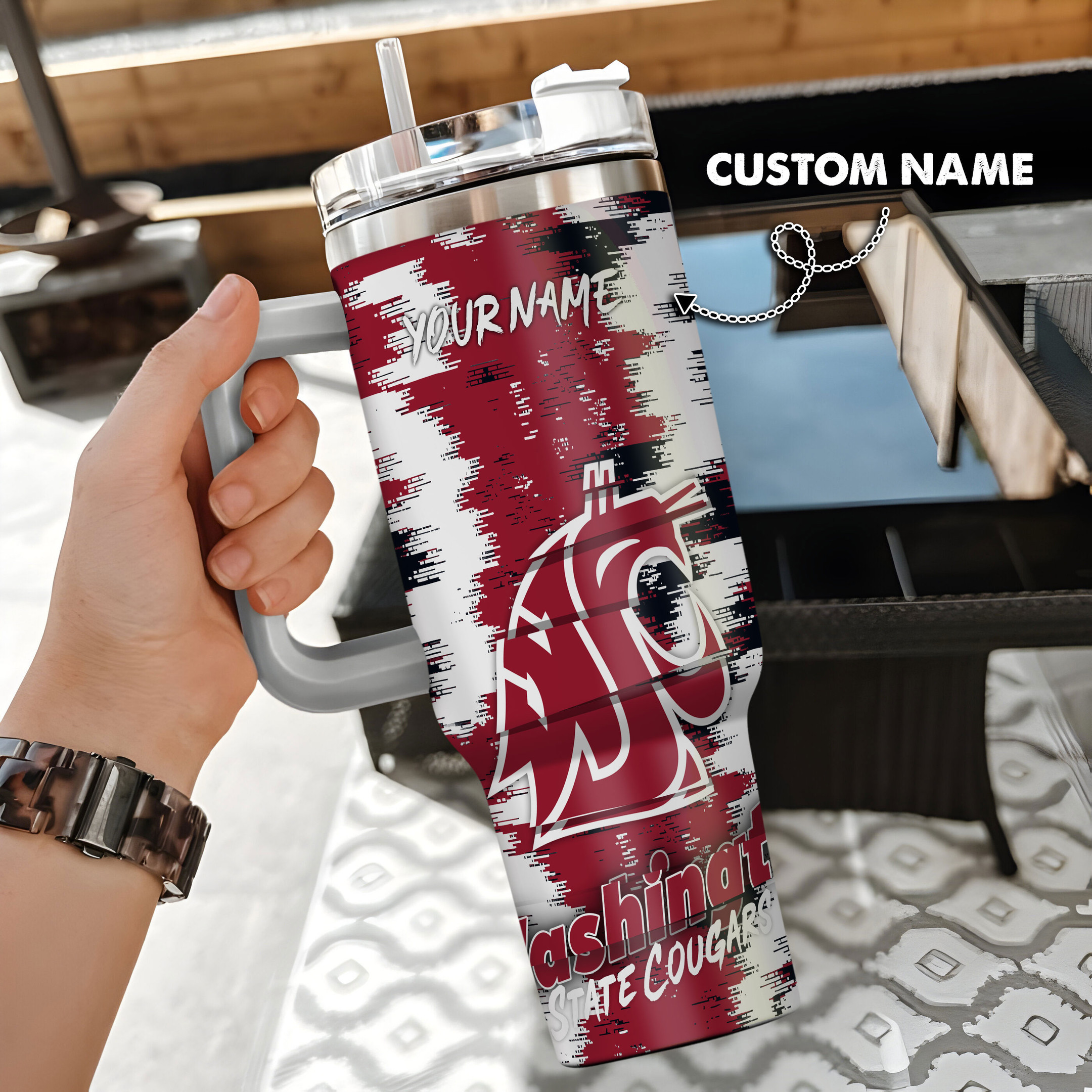Washington State Cougars NCAA Custom Stanley Cup 40 oz 30 oz Tumbler With Handle