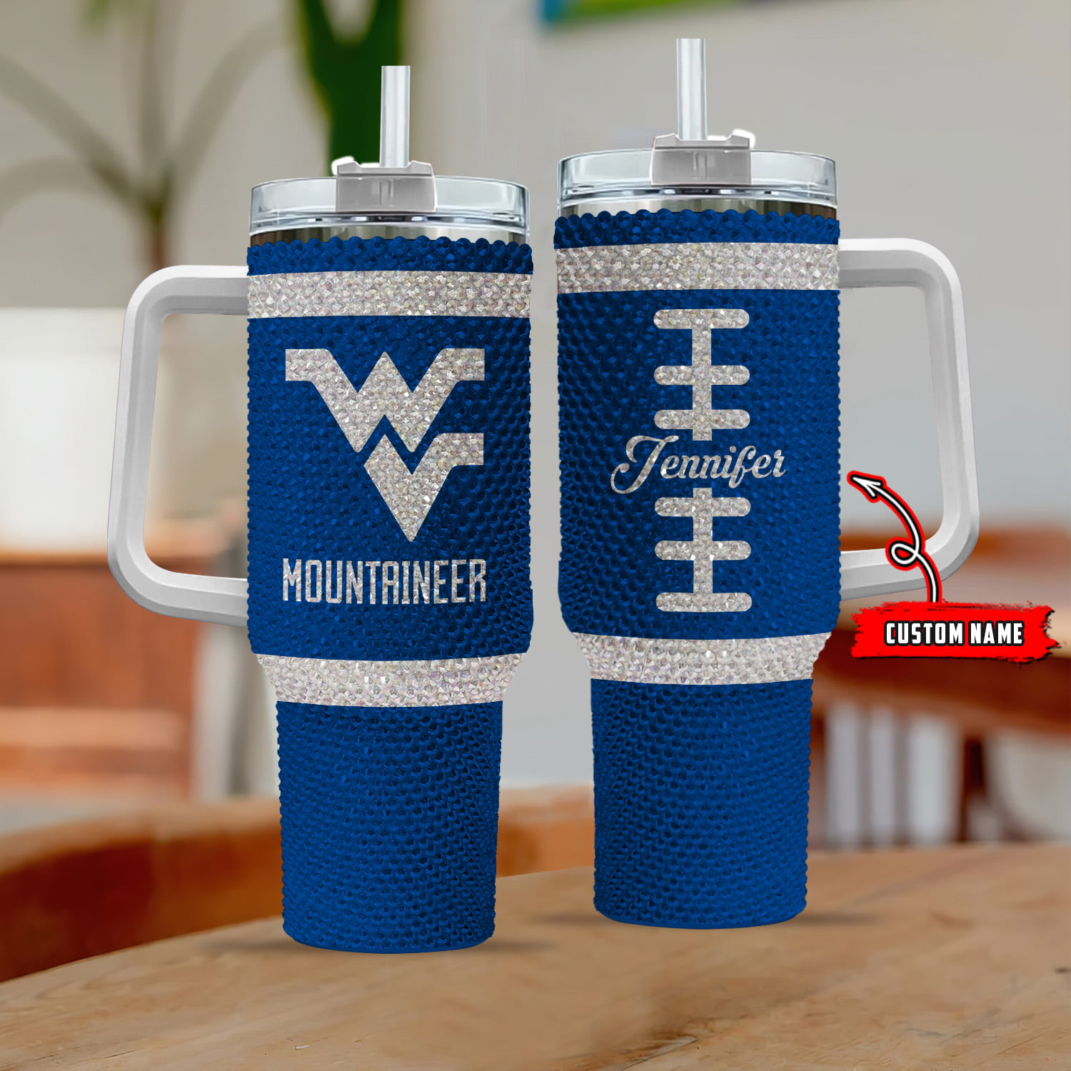 West Virginia Mountaineers NCAA Custom Stanley Cup 40 oz 30 oz Tumbler With Handle