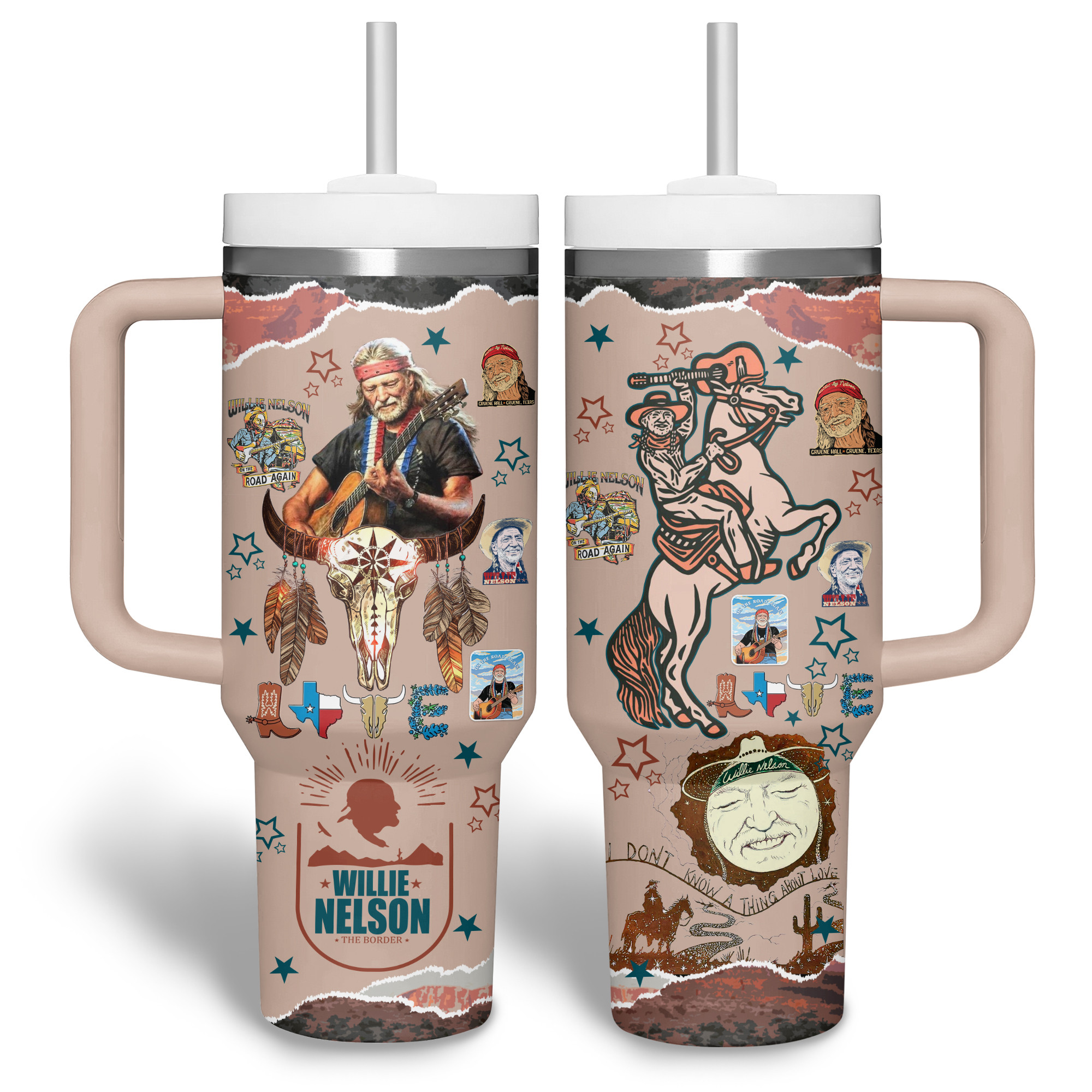 Willie Nelson Music Custom Stanley Cup 40 oz 30 oz Tumbler With Handle