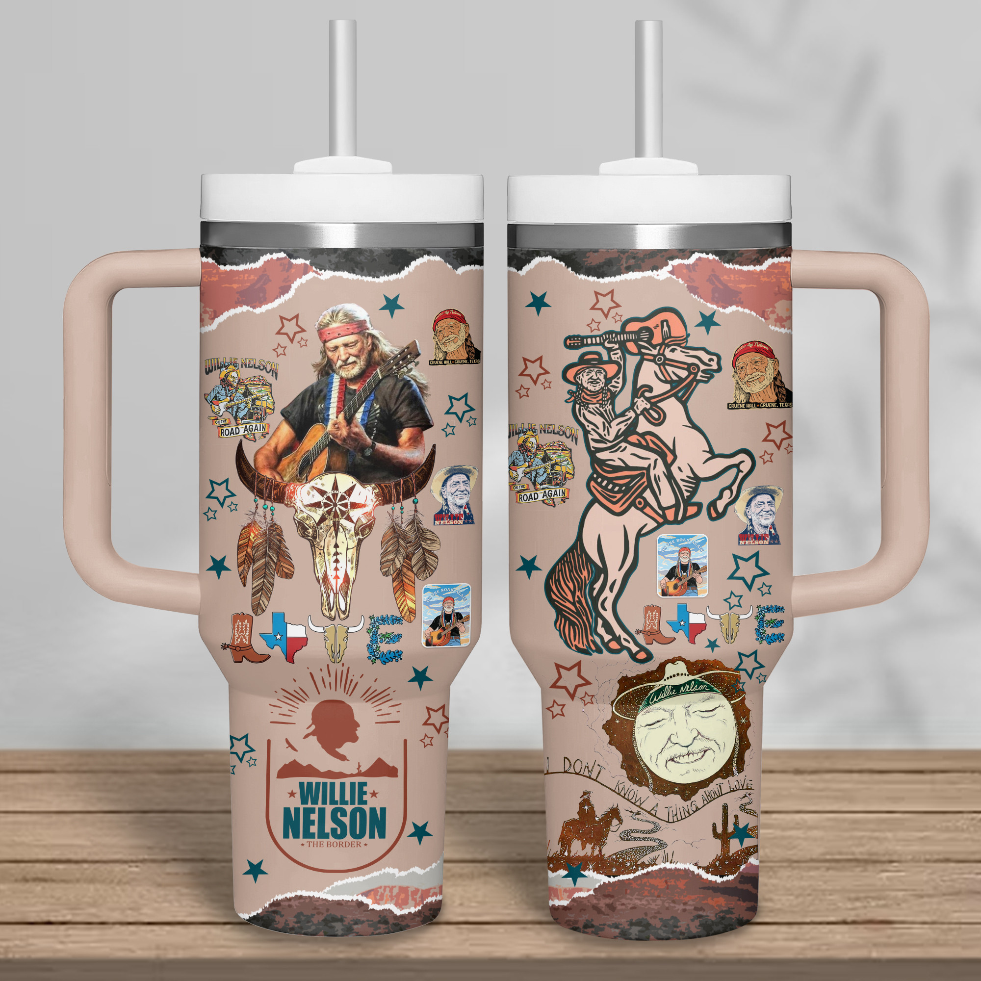 Willie Nelson Music Custom Stanley Cup 40 oz 30 oz Tumbler With Handle