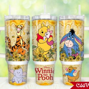 Winnie The Pooh Cartoon Custom Stanley Cup 40 oz 30 oz Tumbler With Handle