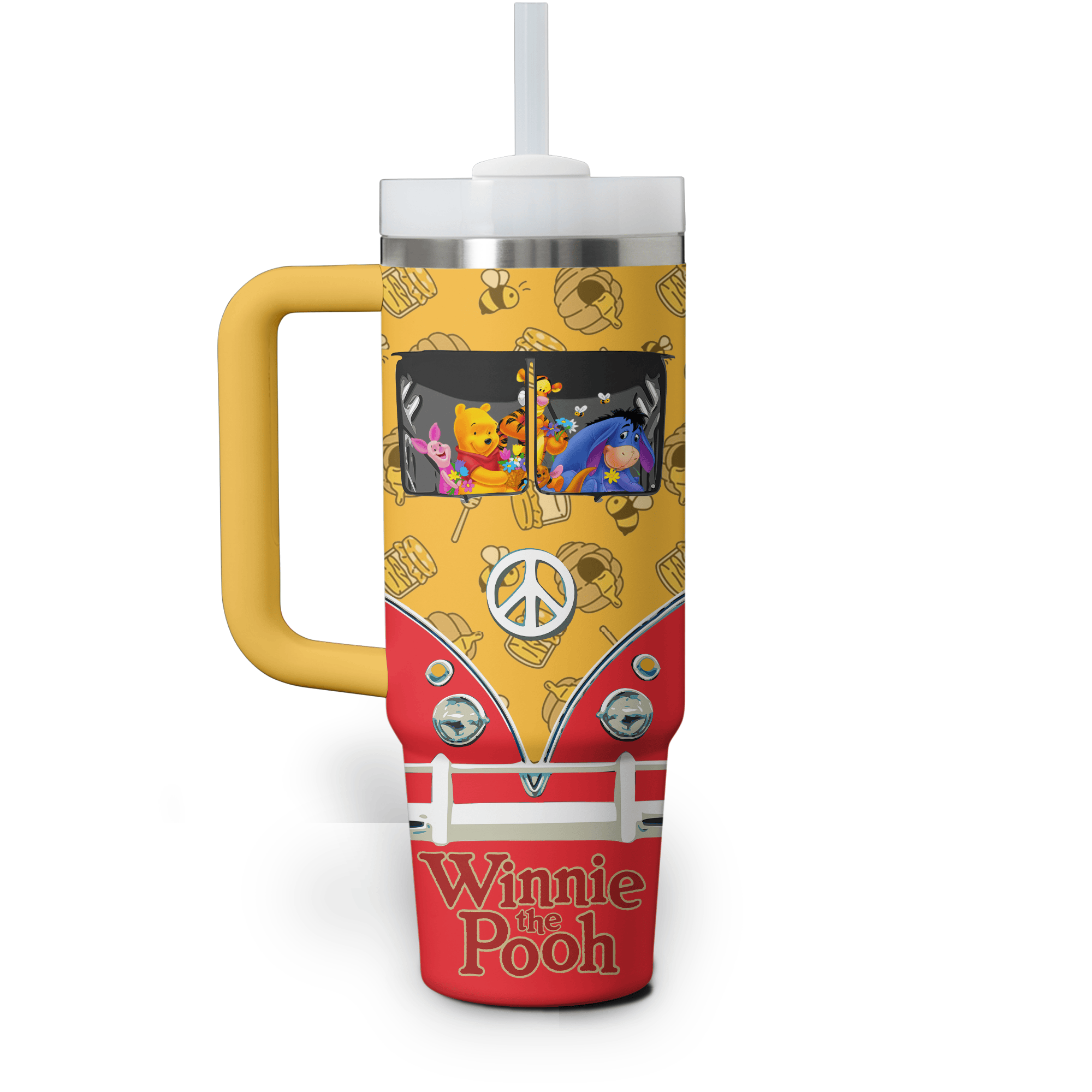 Winnie The Pooh Cartoon Custom Stanley Cup 40 oz 30 oz Tumbler With Handle