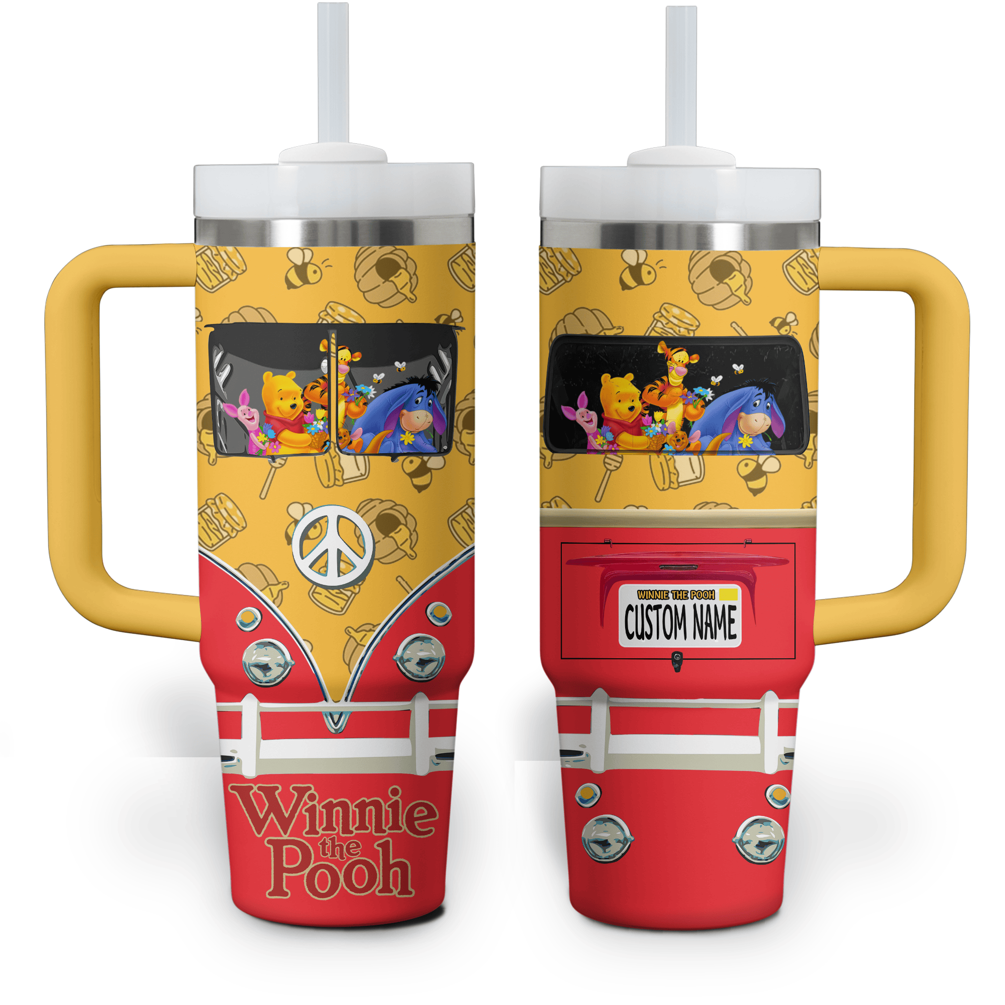 Winnie The Pooh Cartoon Custom Stanley Cup 40 oz 30 oz Tumbler With Handle