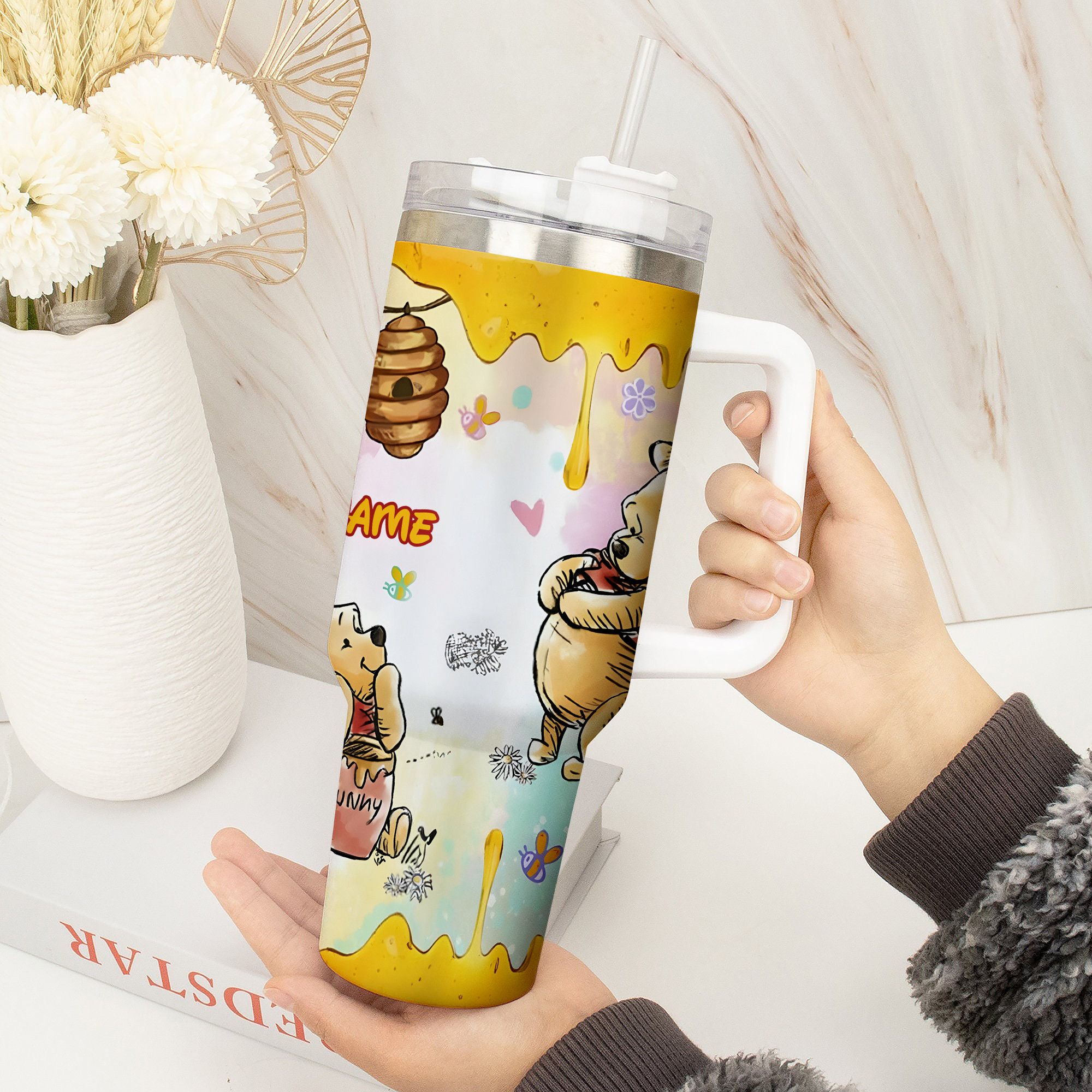 Winnie The Pooh Cartoon Custom Stanley Cup 40 oz 30 oz Tumbler With Handle