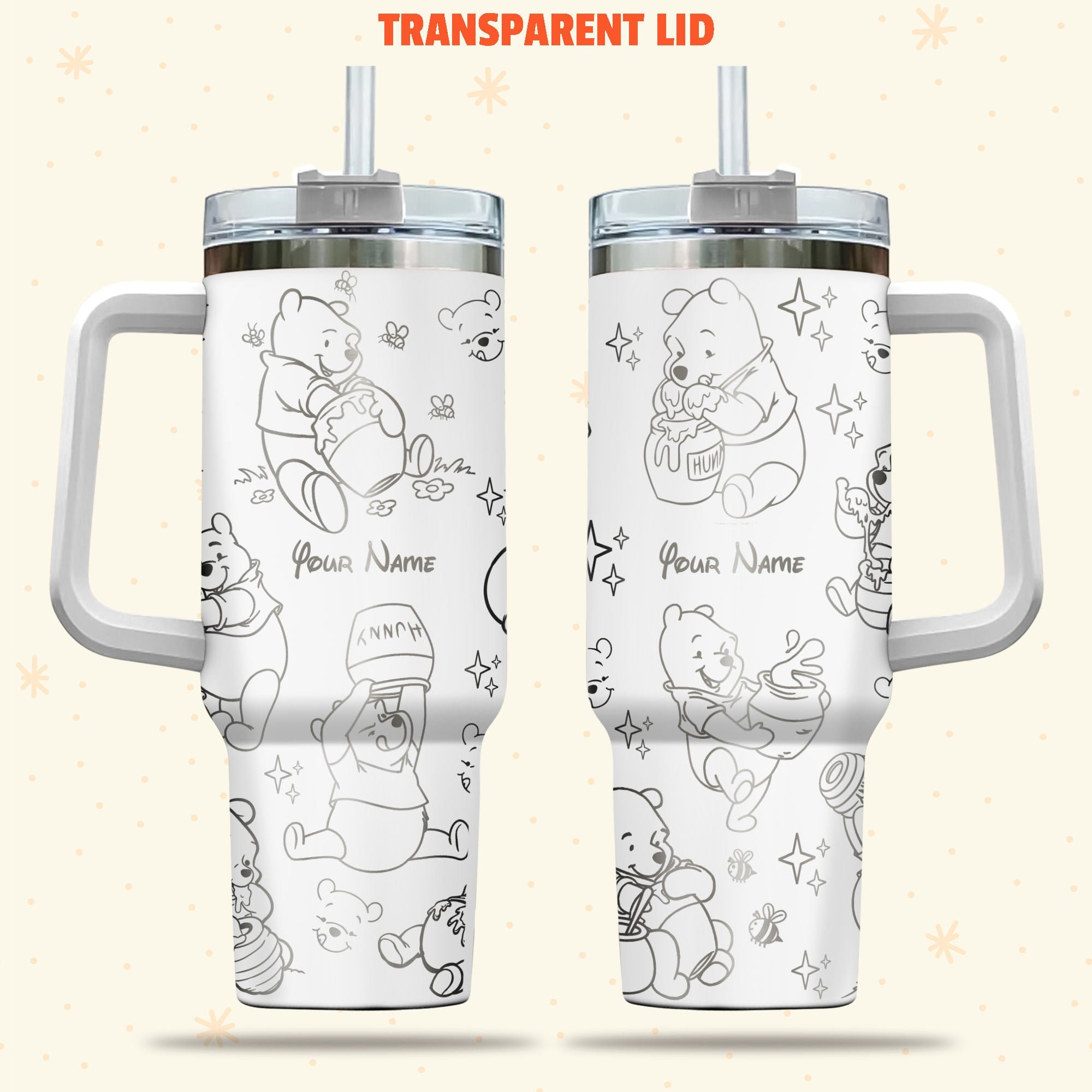 Winnie The Pooh Disney Cartoon Custom Stanley Cup 40 oz 30 oz Tumbler With Handle