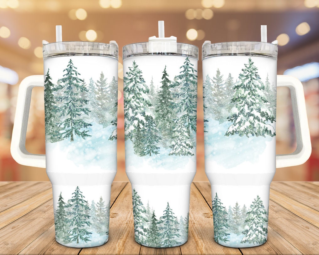 Winter Forest Custom Stanley Cup 40 oz 30 oz Tumbler With Handle