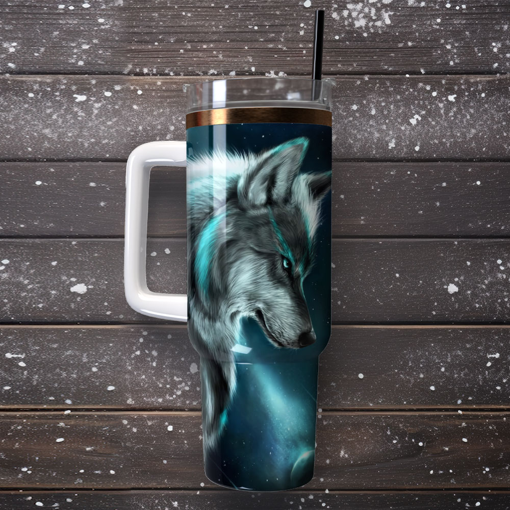 Wolf Artwork Custom Stanley Cup 40 oz 30 oz Tumbler With Handle