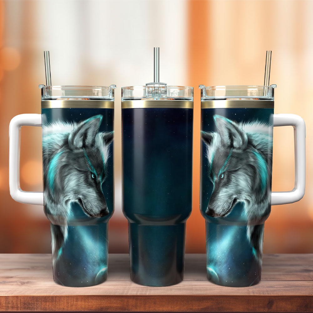 Wolf Artwork Custom Stanley Cup 40 oz 30 oz Tumbler With Handle