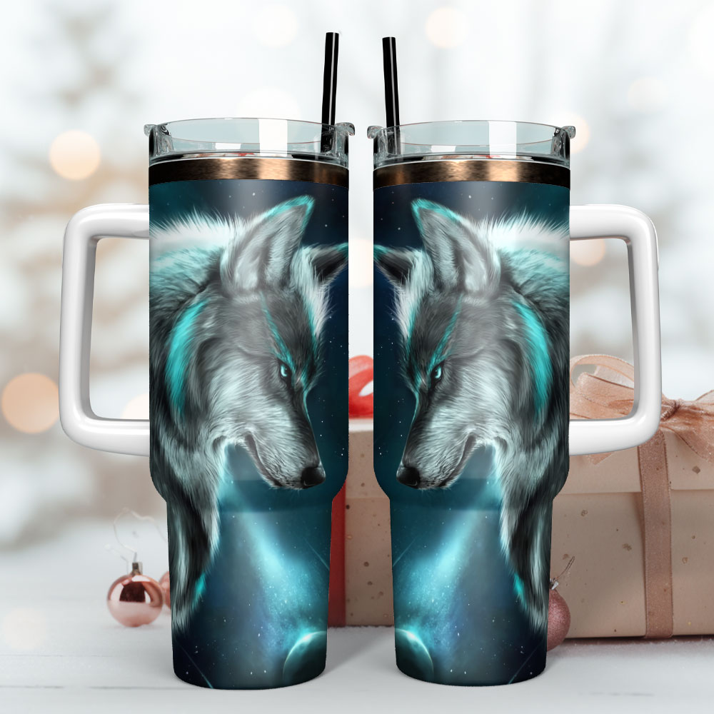 Wolf Artwork Custom Stanley Cup 40 oz 30 oz Tumbler With Handle