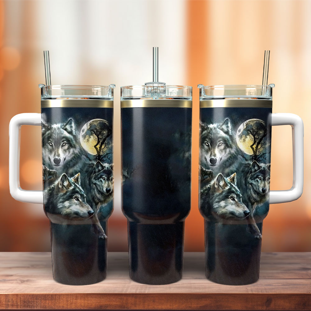 Wolfs Art Custom Stanley Cup 40 oz 30 oz Tumbler With Handle