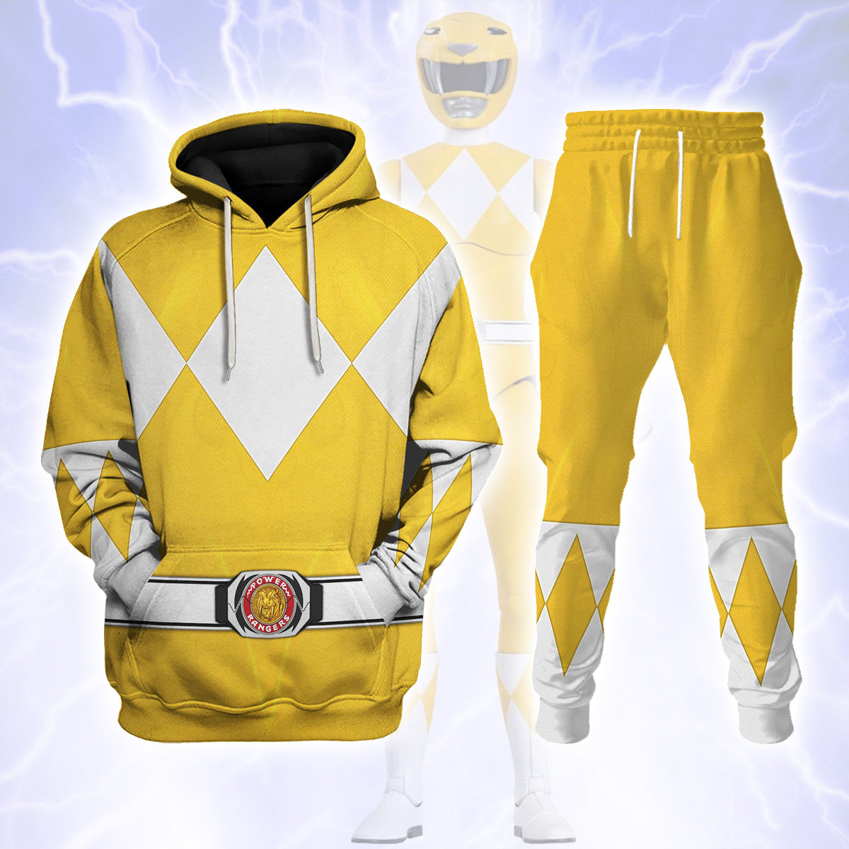 Yellow Ranger Mighty Morphin Hoodies Sweatshirt T-shirt Hawaiian Tracksuit - Stormmerch Exclusive