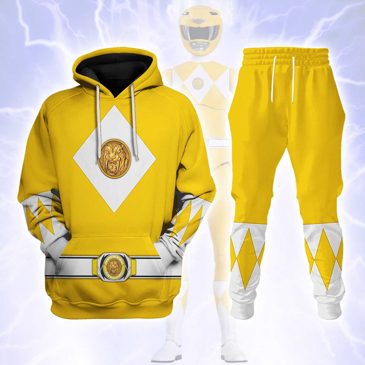 Yellow Ranger Mighty Morphin The Movie (1995) Hoodies Sweatshirt T-shirt Hawaiian - Stormmerch Exclusive