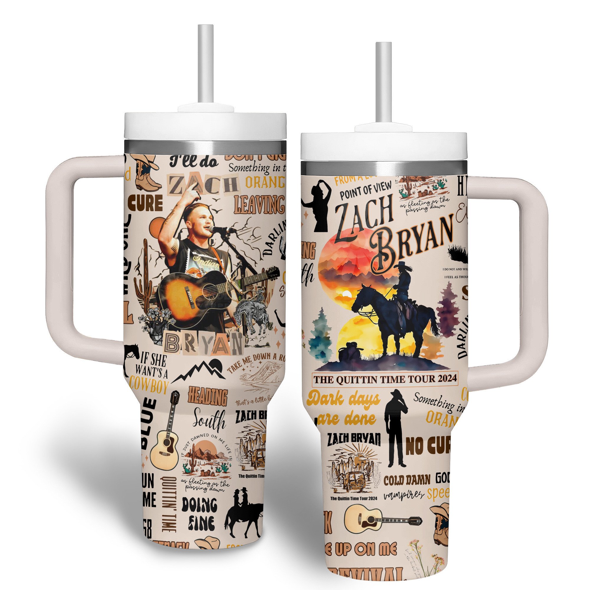Zach Bryan Music Custom Stanley Cup 40 oz 30 oz Tumbler With Handle