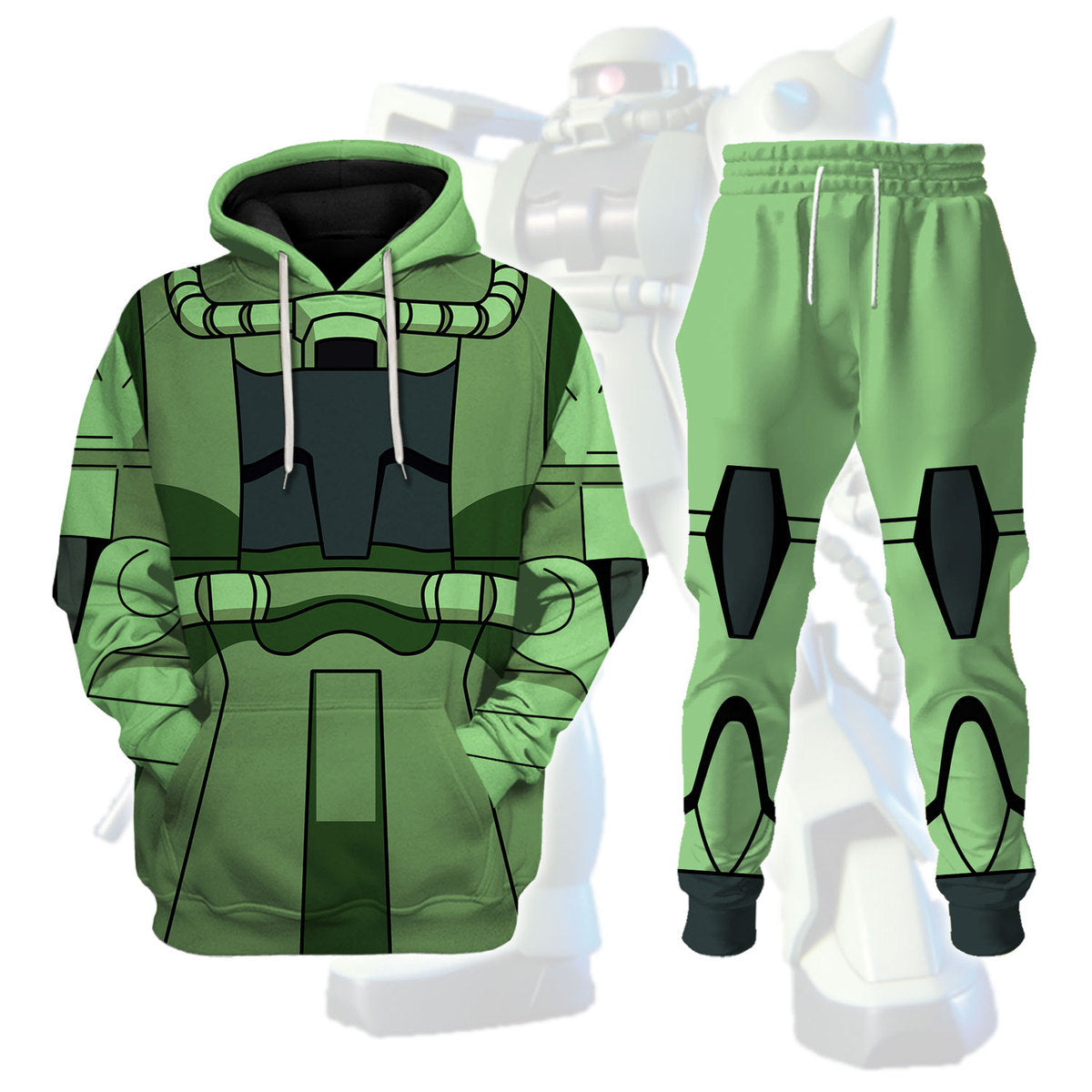 Zaku II Mobile Suit Gundam Costume All Over Print Tracksuit Hoodie - Stormmerch Exclusive