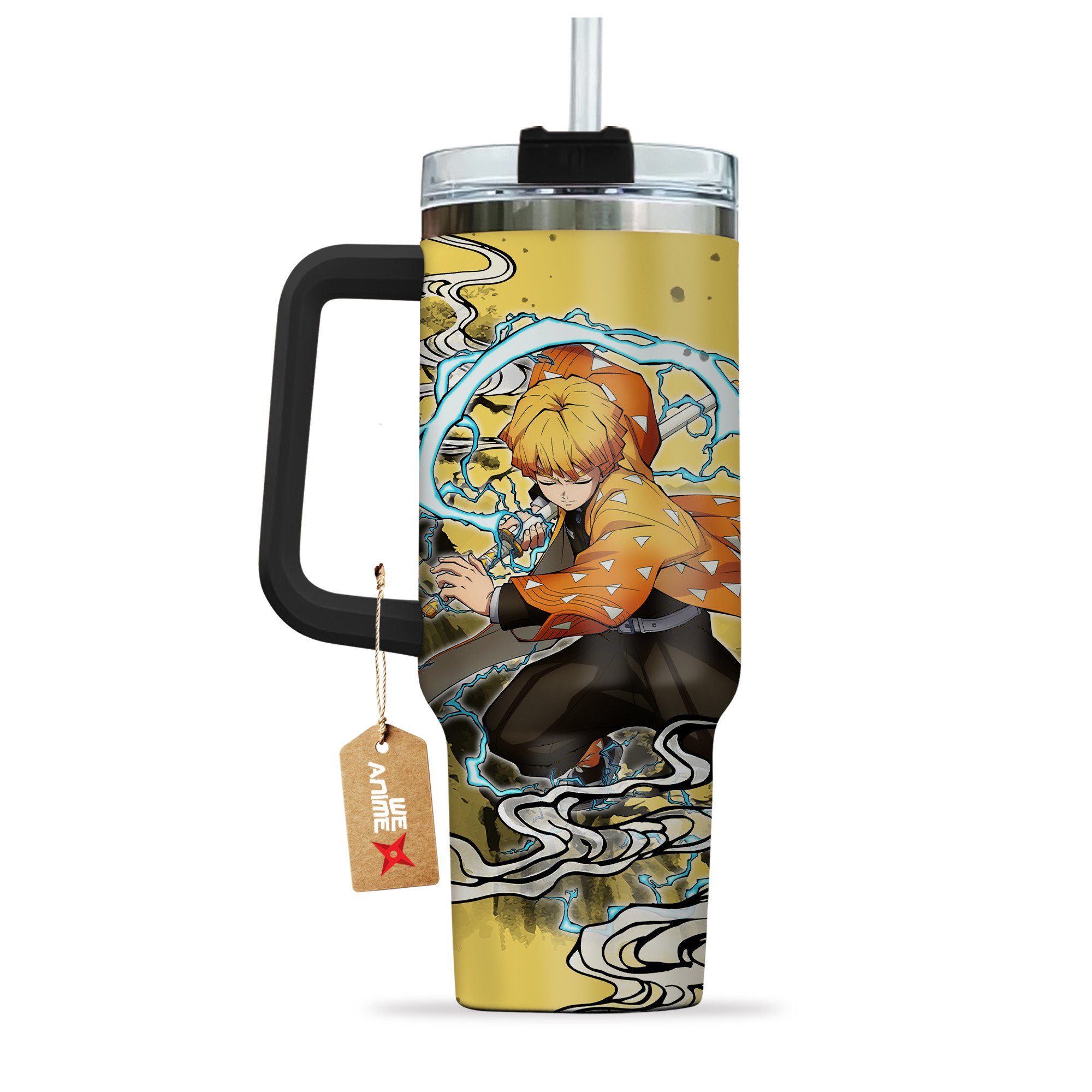 Zenitsu Agatsuma Kimestu no Yaiba Anime Custom Stanley Cup 40 oz 30 oz Tumbler With Handle
